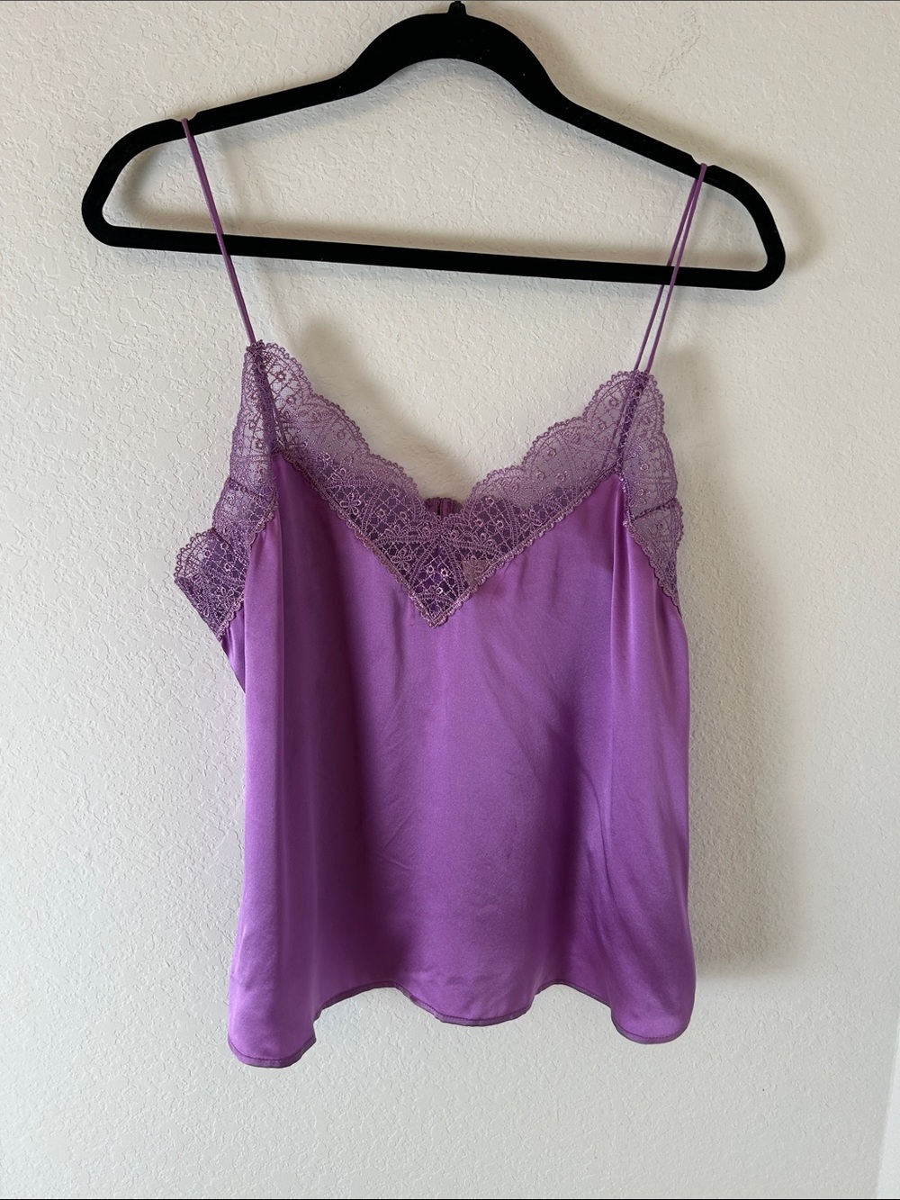 Sezane Lavender Lace-Trim Silk Cami  romantic girly size 40 eu 8us